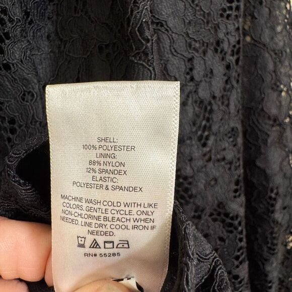 Express Black Sheer Lace Balloon Sleeve Cropped Sweetheart Top Small NWT - Picture 7 of 11